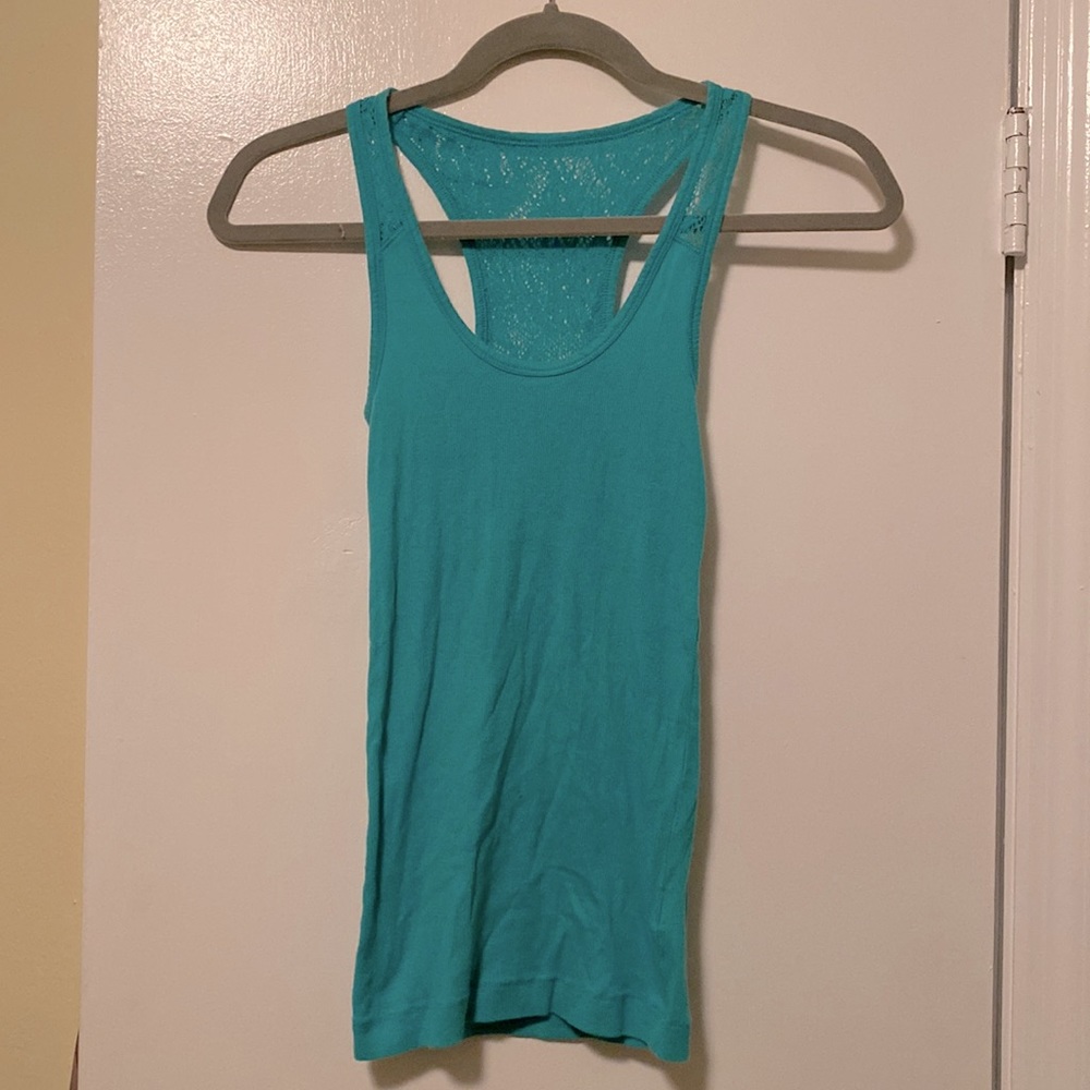 Teal Lace Panel Tank Top
